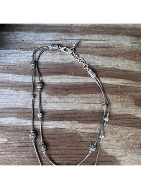 Brighton Silver-Tone Double-Strand Necklace With Ornate Beaded Accents